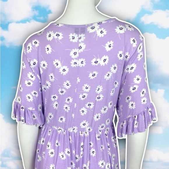 NWT ASOS CURVE Daisy Floral Print Ruffle Trim Babydoll Dress Cottagecore Pastel - Picture 9 of 13